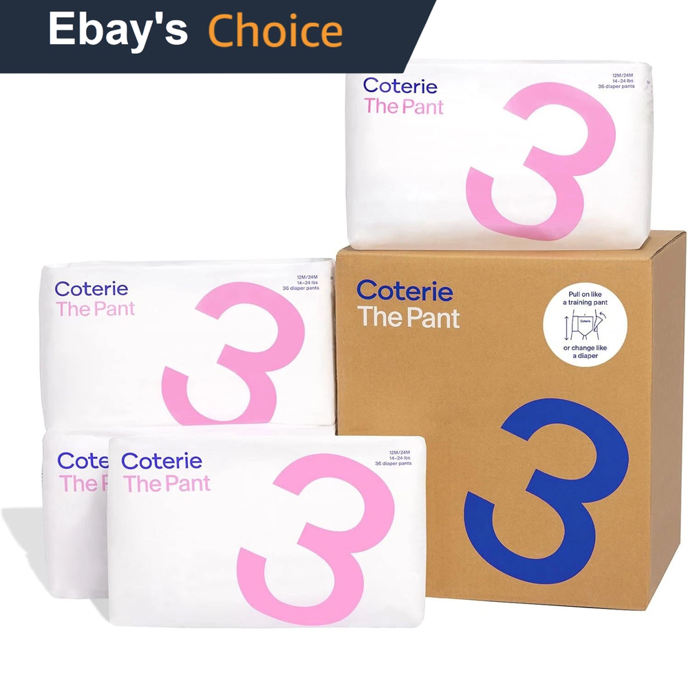 Coterie The Pant, Size 3, Pull Up Style Diapers 12M/24 M (14-24 lbs) - 144 Count