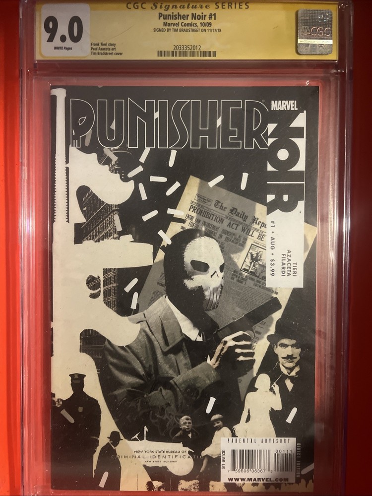 CGC Sign Series 9.0 Punisher Noir #1 (Marvel Comics August 2009) Signed By Tim B