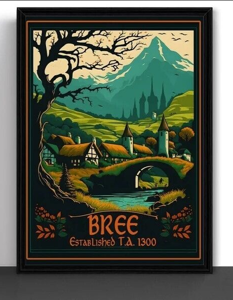 Lord of the Rings LOTR Bree J.R.R. Tolkien Art Print Travel Poster