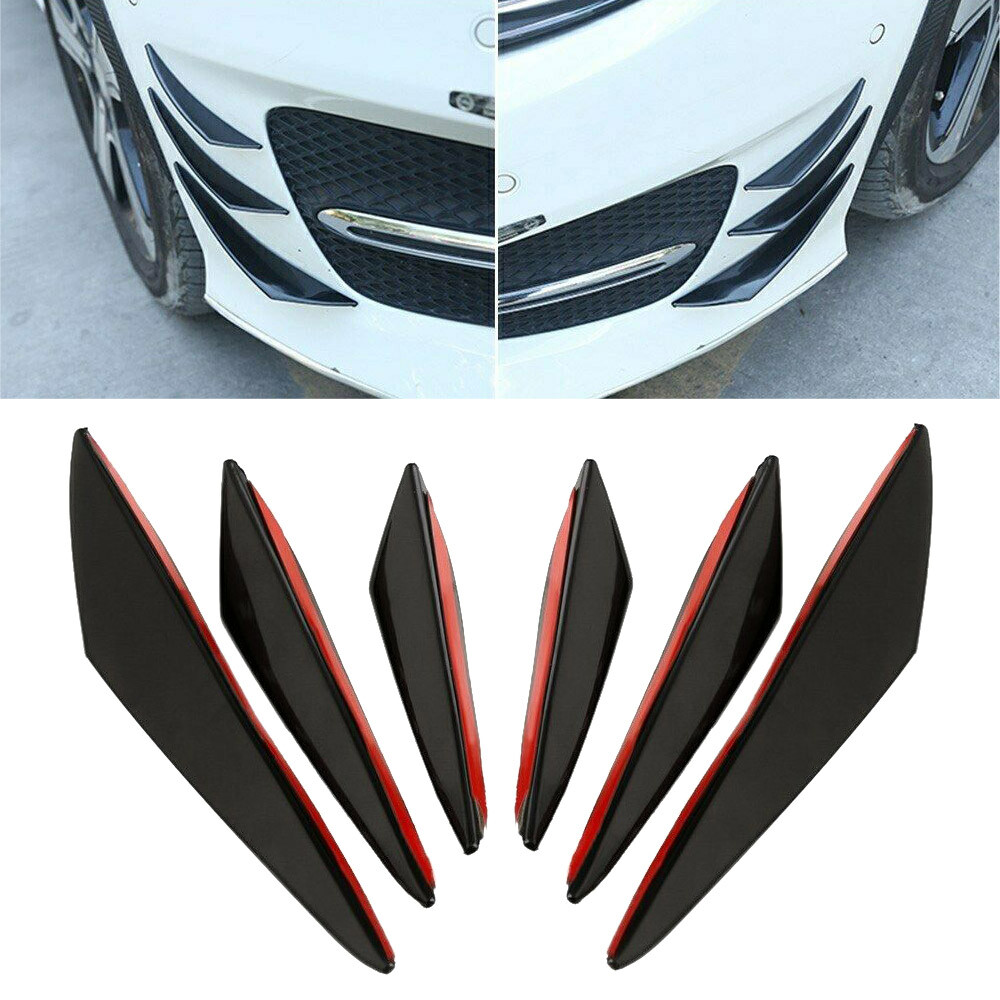 6pcs Glossy Black Car Bumper Canard Splitter Diffuser Lip Kit