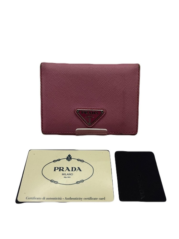 Prada Pink Leather Card Wallet Case E0328-38 Pre-Owned