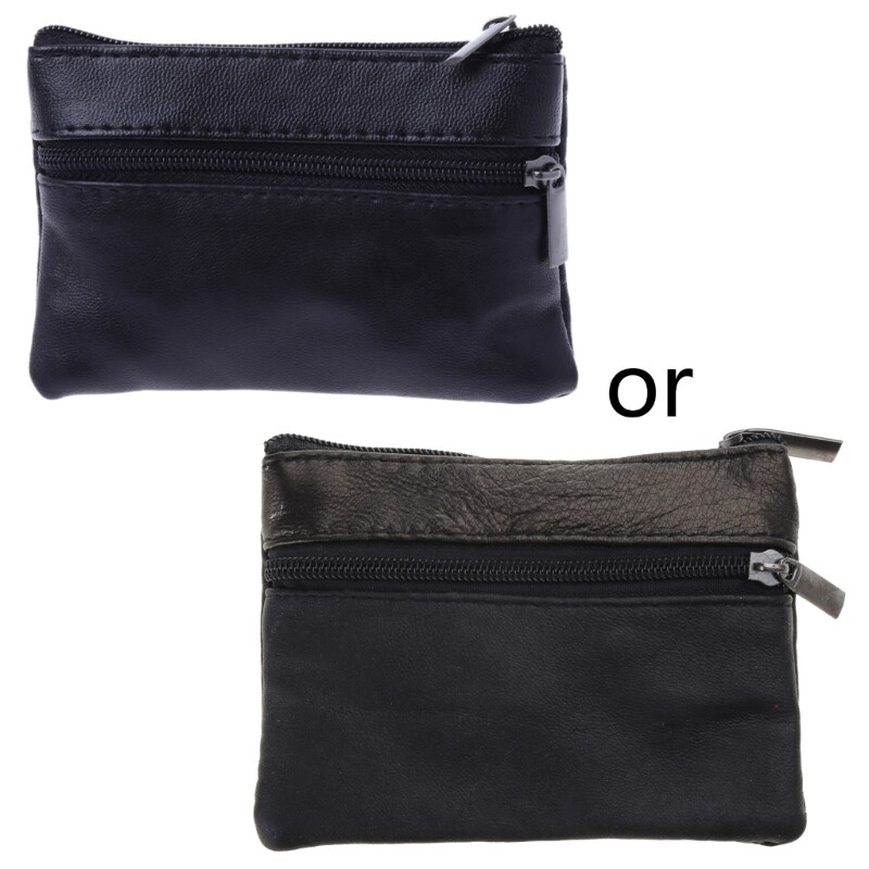 Vintage Leather Men Zipper Wallet for Cash Coins Keys Change