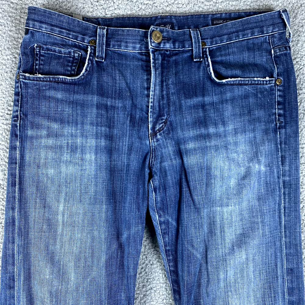 Citizens Of Humanity Men's Blue Sid Regular Straight Whisker Preppy Jeans Size 34x30 for a Classic Stylish Look