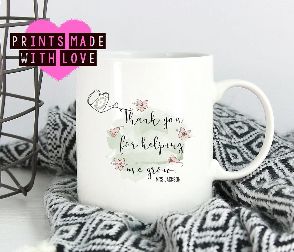 Teacher Gift Thank You For Helping Me Grow Mug Personalised Gift Personalized