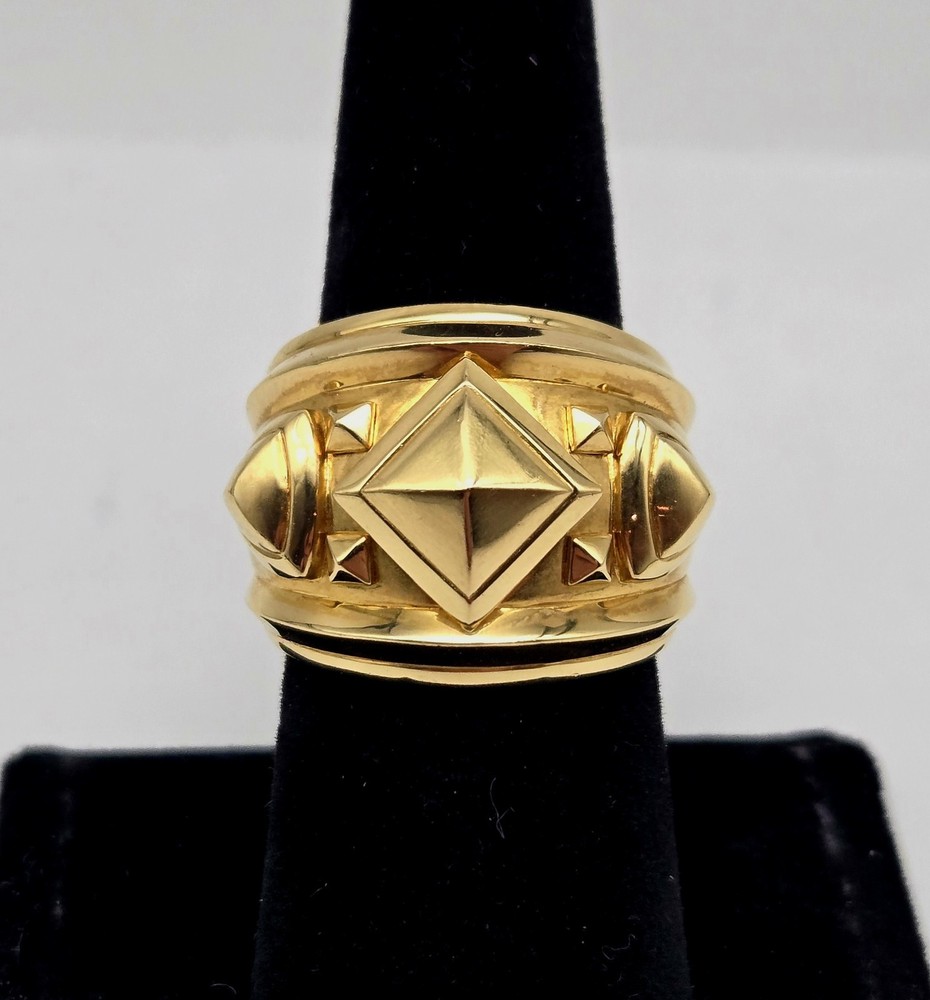 David Yurman Modern Renaissance Pyramid Ring 18K Yellow Gold Size 7 – 750 - 21g