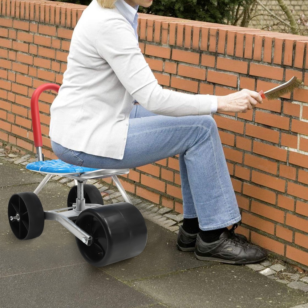 360° Swivel Garden Cart Rolling Stool with Wheels for Easy Gardening Work