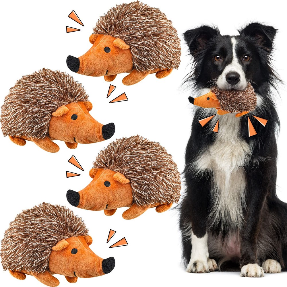 4 Pcs Hedgehog Dog Toy Plush Dog Toy Interactive Dog Toys for Boredom Hedgeho...
