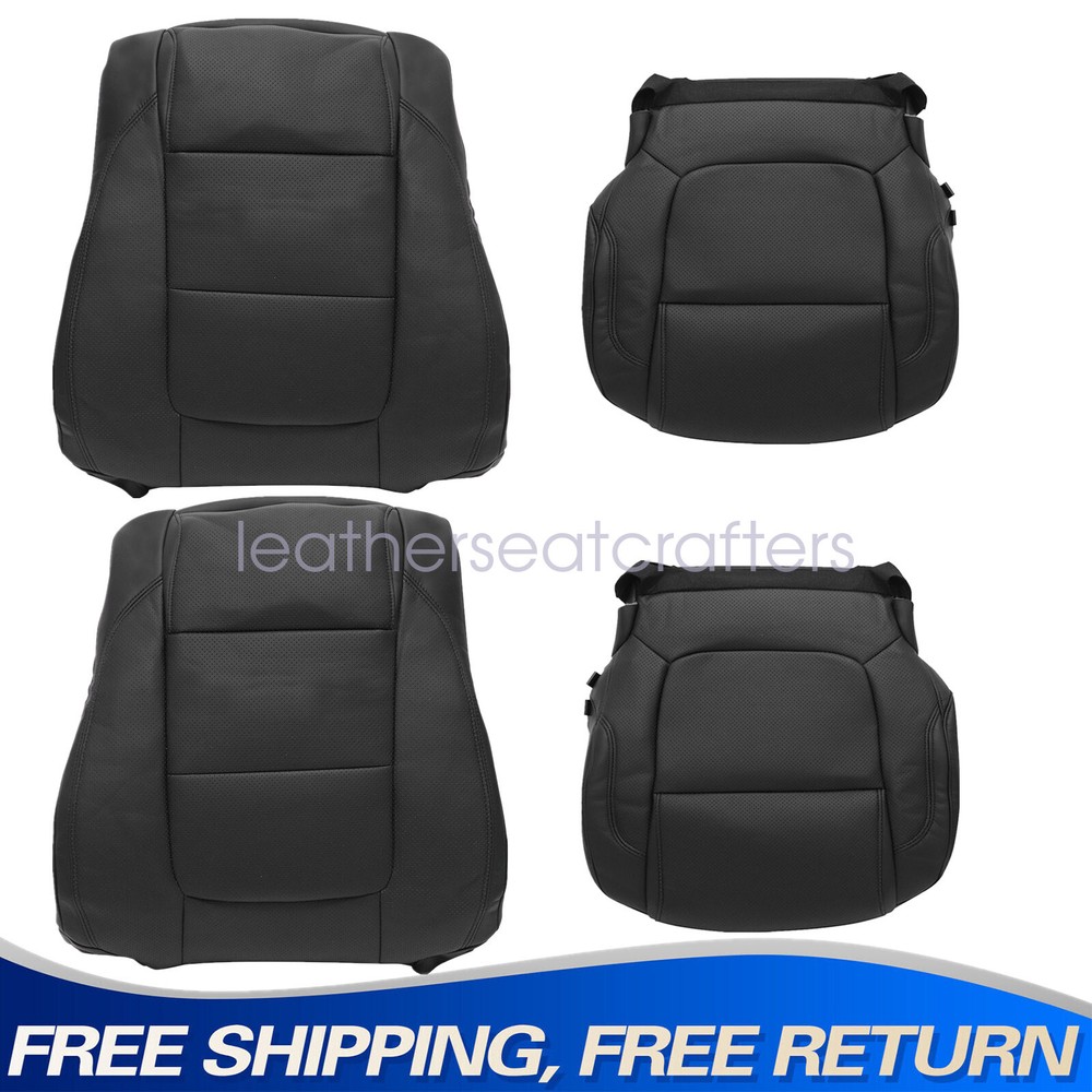 2011-2015 Ford Explorer Front Top & Bottom Leather Seat Covers Black Pair