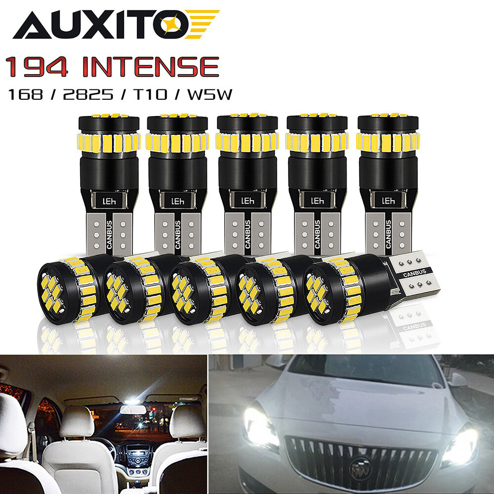 10x AUXITO 2825 194 168 LED Map Dome Side Marker Trunk Light White Bulbs CANBus