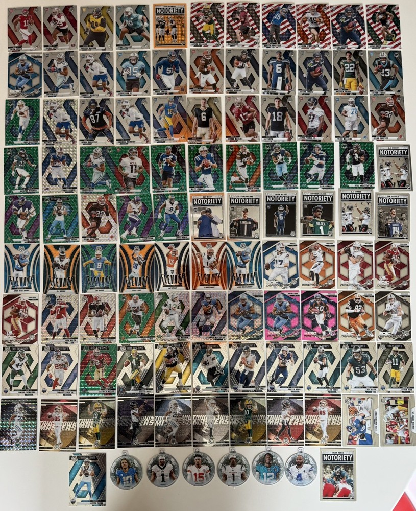 2025 100 plus card lot Mosaic RC Loveland Golden Higgins Cam Ward