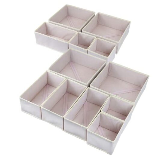 12 Pack Drawer Organizers for Clothing, Foldable Clothes Drawer Organizer Pink