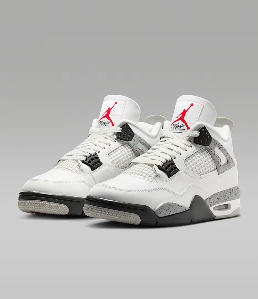 Jordan Air Jordan 4 Retro Cement White Gray Leather Men's Athletic Sneakers