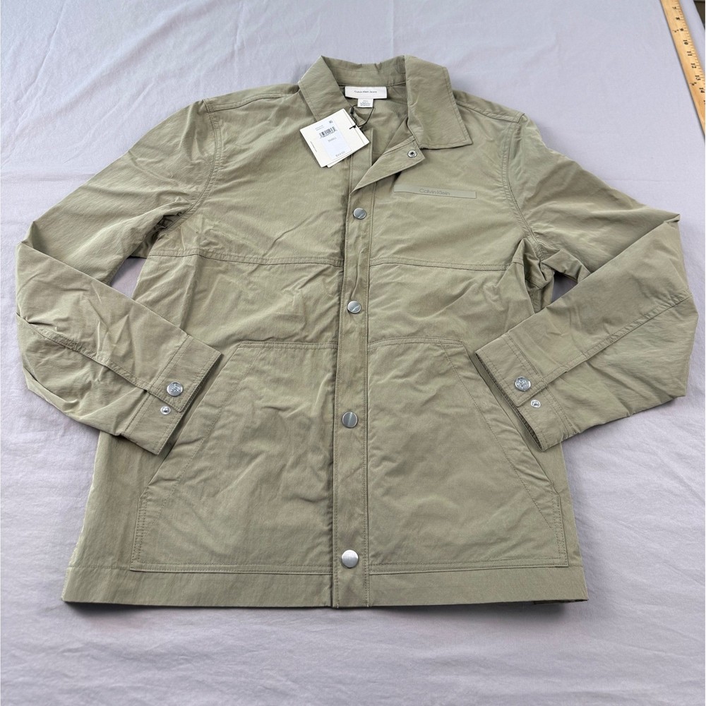 Calvin Klein Men's Ripstop Coach Overland Classic Shirt Jacket Tan, Small