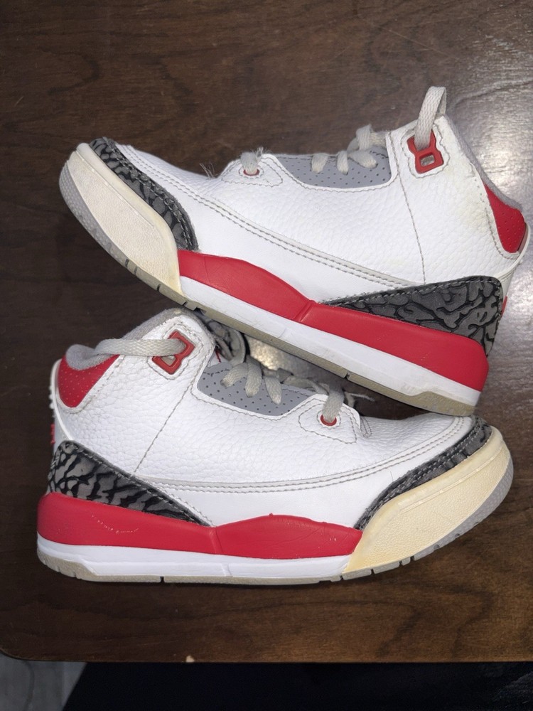 Jordan Air Jordan 3 Boys' White Red Gray Low Top Athletic Sneakers