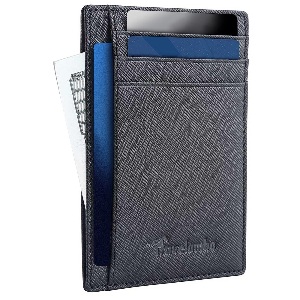 Slim Front Pocket Minimalist Leather RFID Blocking Wallet by Travelambo