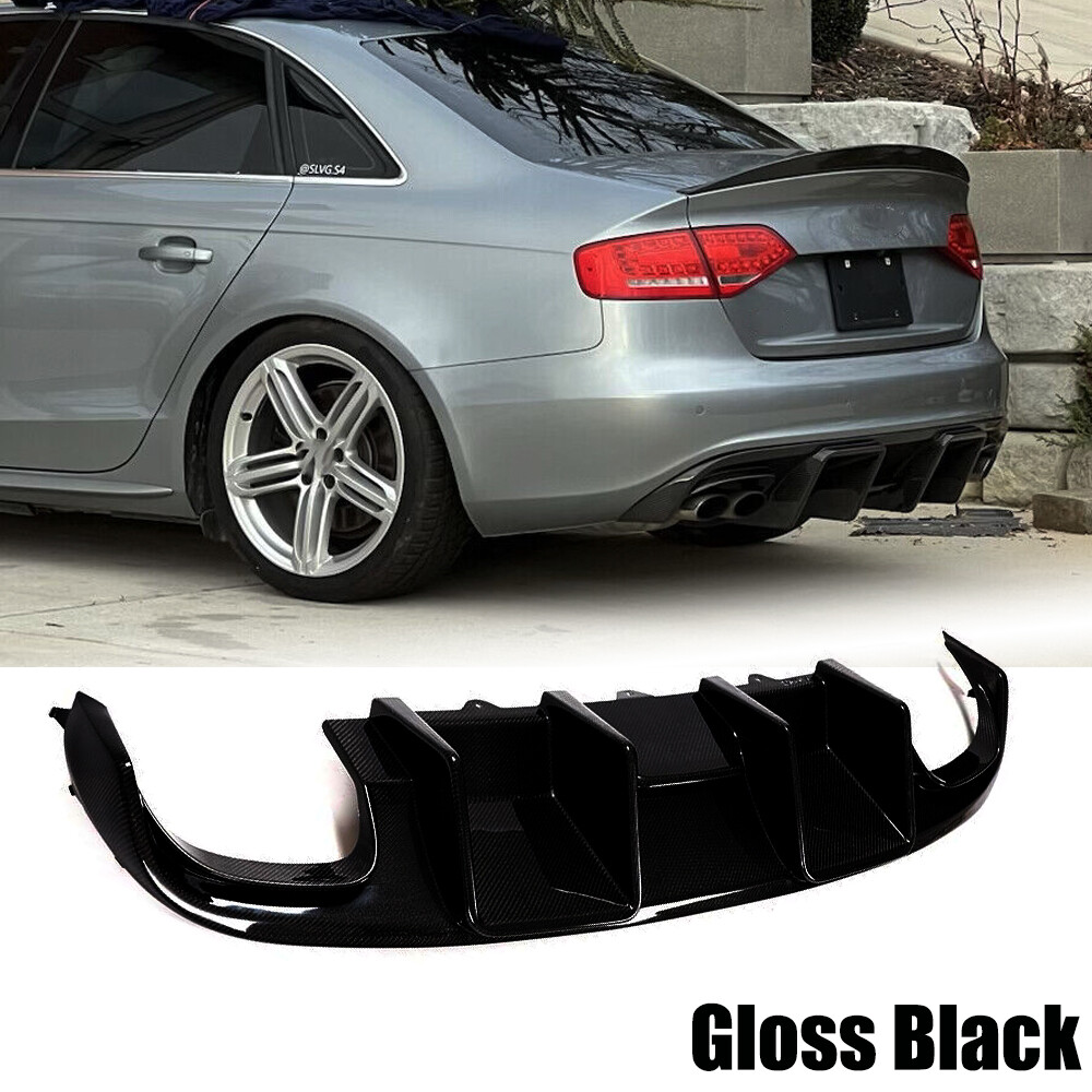 Gloss Black Rear Bumper Diffuser Lip Spoiler For Audi S4 A4 S Line B8 2008-2012