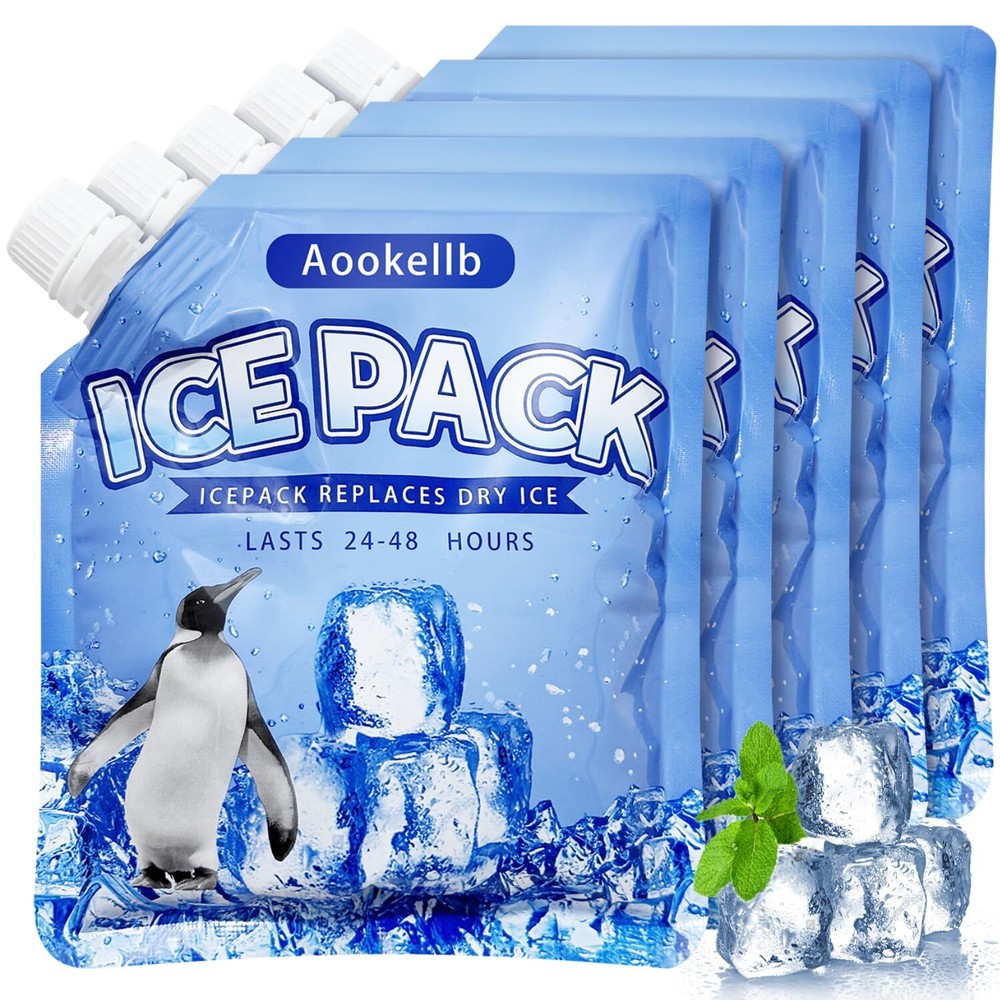 2024 Reusable Ice Packs for Cooler, 5 Pack Long Lasting Gel Freezer Packs for...