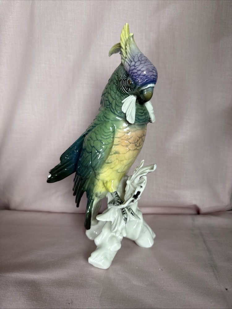 Beautiful Karl Ens Volkstedt Porcelain Parrot/Cockatoo Large 27 cm Tall
