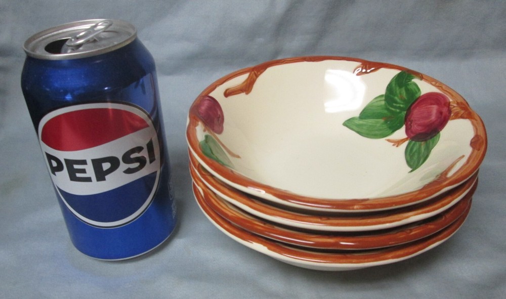 4 Vintage Franciscan Earthenware Apple Cereal Oatmeal Bowls-Interpace-All EXC!