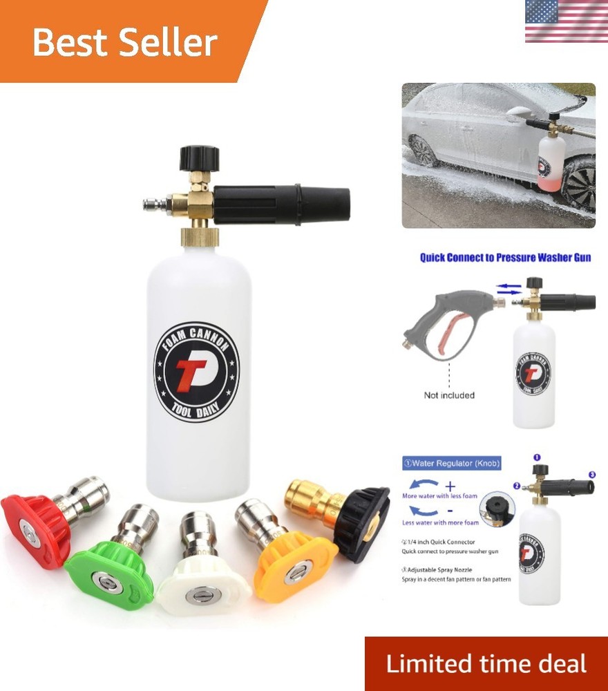 High-Pressure Foam Cannon - 3000 PSI, 1L Detailing & Cleaning Tool