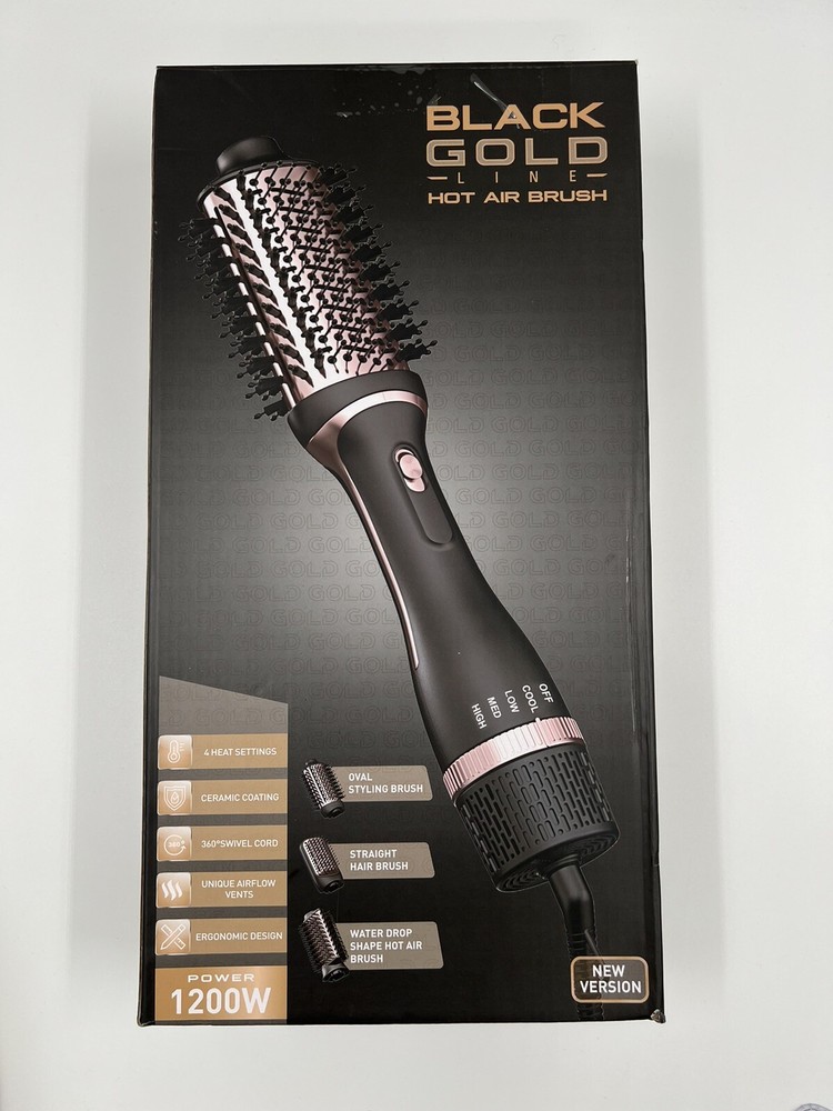 BRAND NEW-Nicebay Hair Dryer Brush Blow Dryer Brush in One, Black Gold Line