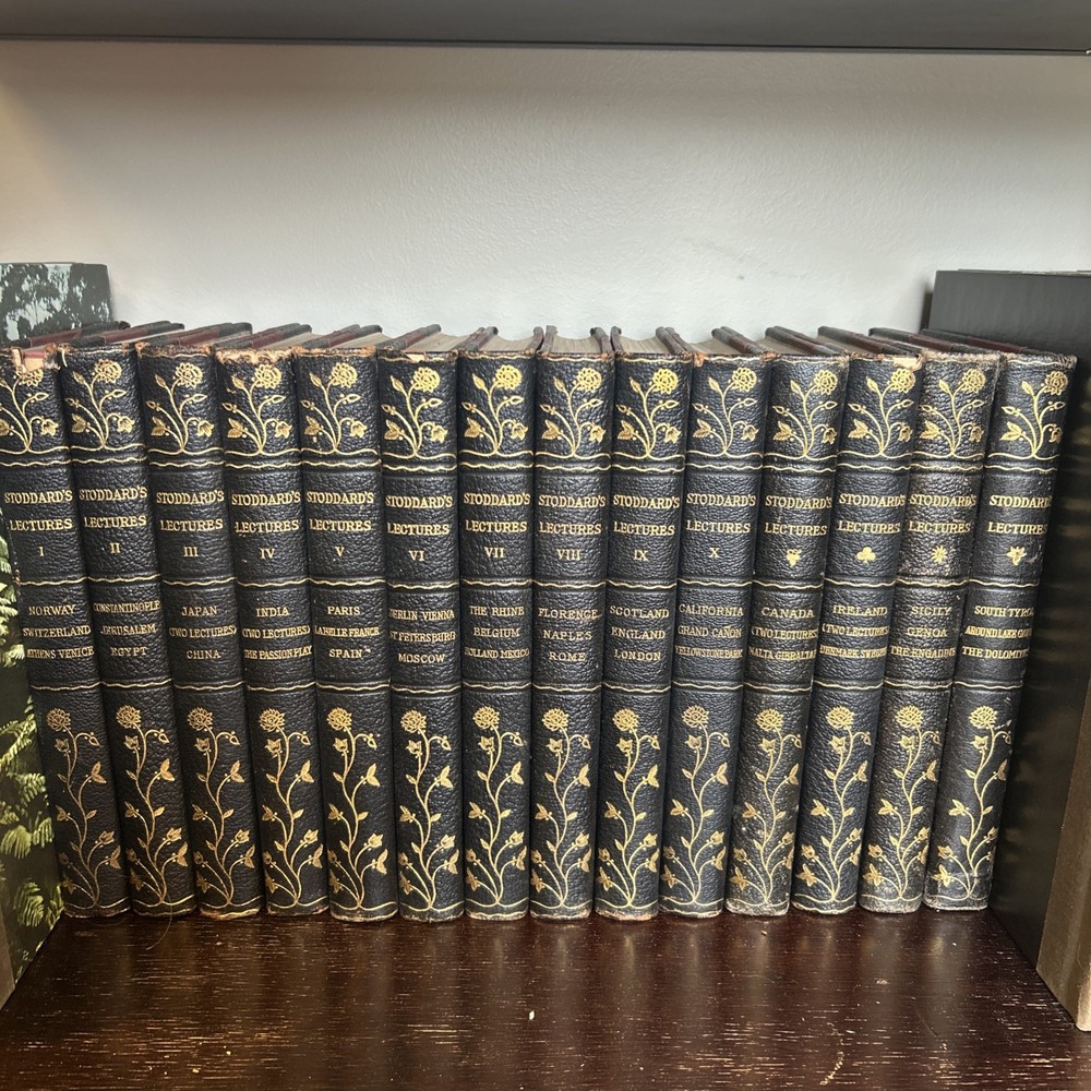 John L Stoddard 1911 Lectures 10-Volume Black Leather Set with 4 Supplements