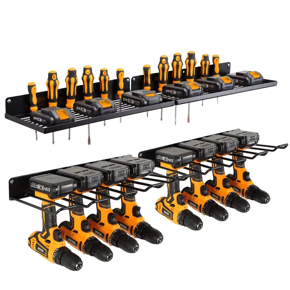 Power Tool Organizer Wall Mount with Charging Station for Drills and Garage Storage