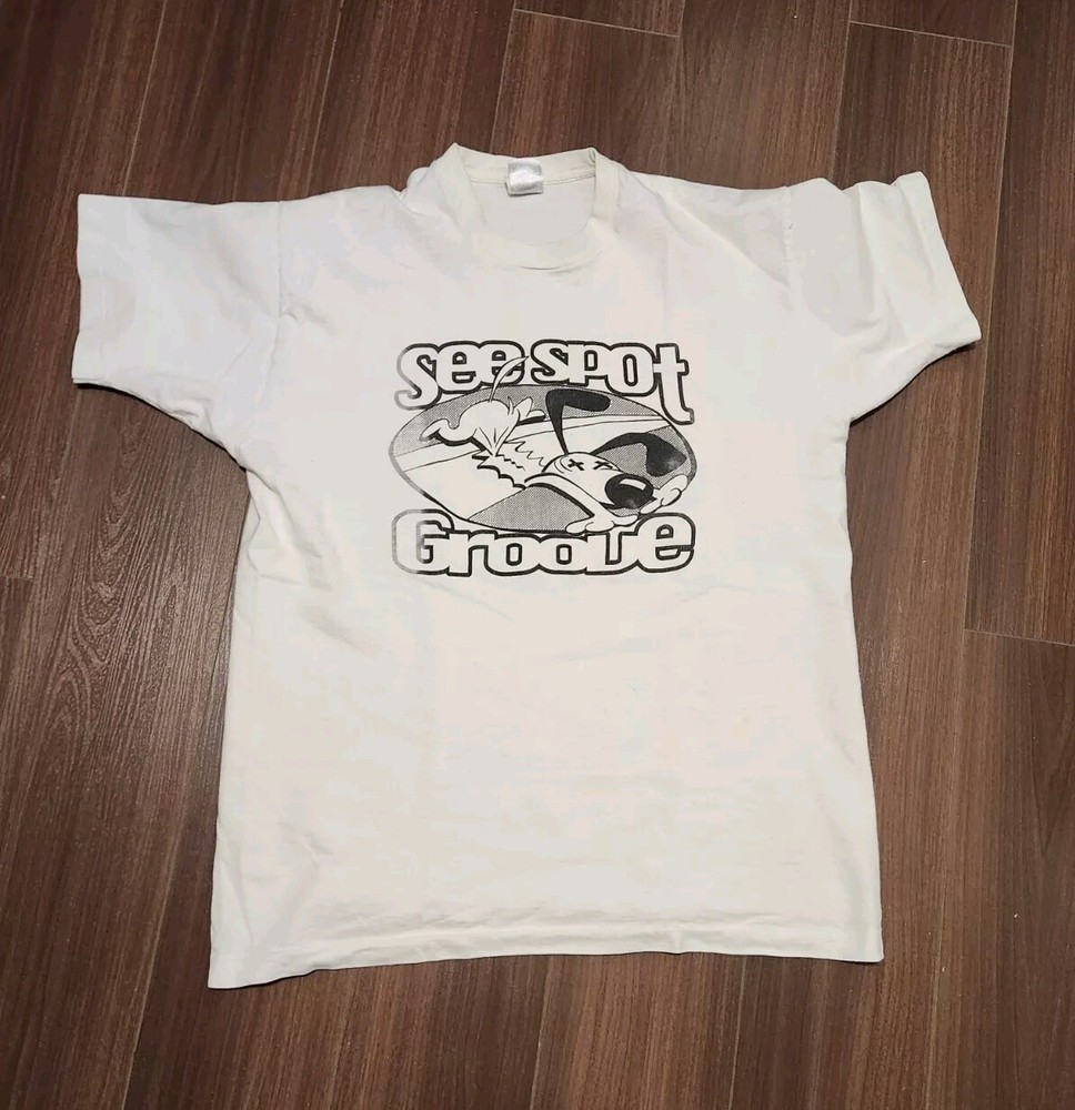 Vintage 80’S See  Spot Groove Dog Rock Sz XL Made In USA T-shirt Graphic READ