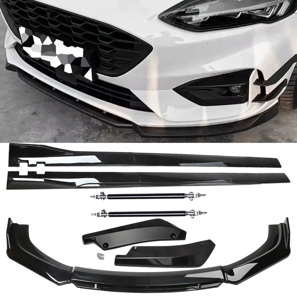 Front Bumper Lip Chin Spoiler Splitter Side Skirt Rear Rod For Ford Focus U