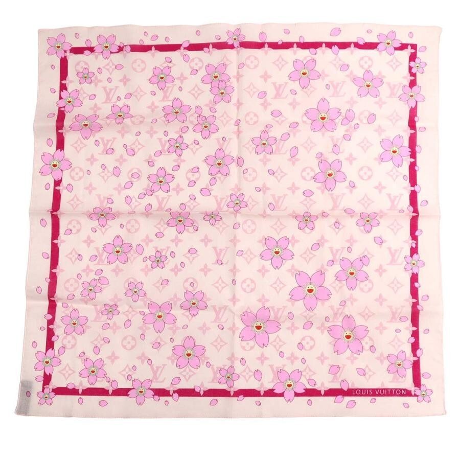 LOUIS VUITTON x Takashi Murakami Cherry blossom Scarf Handkerchief Pink M71921