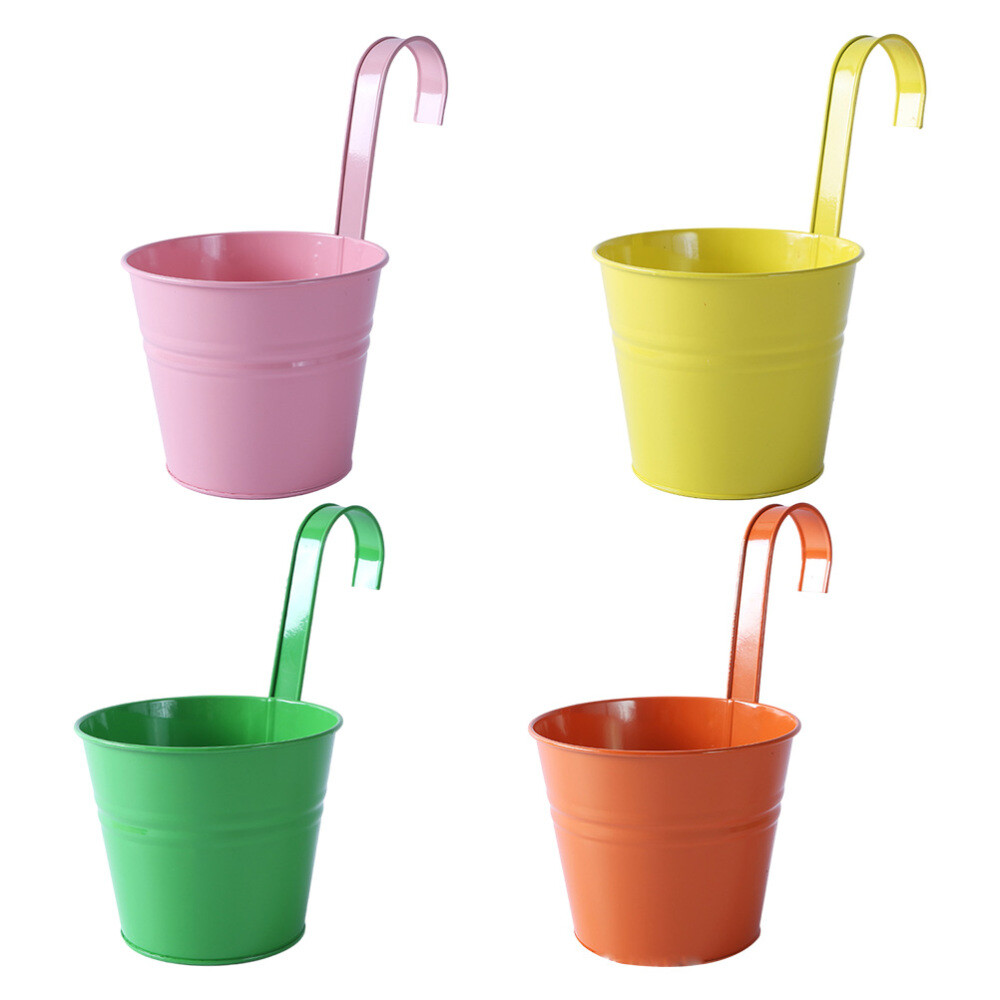 4 Pcs Hanging Basket Hook Flower Pot Gardening Plant Balcony Bucket