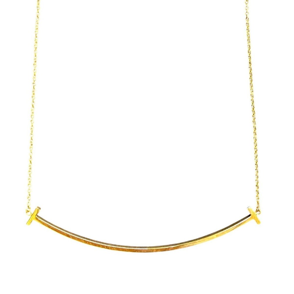Tiffany & Co.   T Smile Pendant Large K18 750YG 45.5 cm Necklace  3.8 g 379330