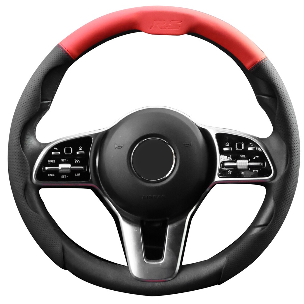 Universal 15''/38cm Leather Car Steering Wheel Cover Breathable Black Anti-slip