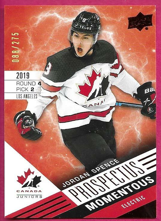 2021-22 Upper Deck Team Canada Juniors Jordan Spence Momentous Prospectus 88/275