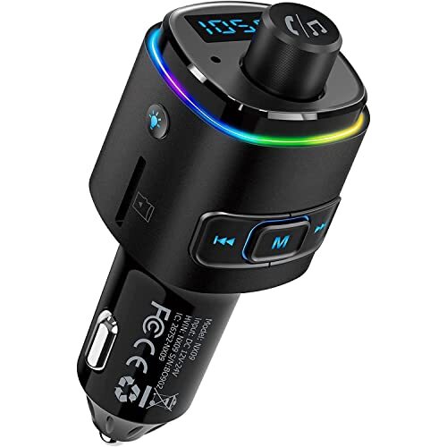 Bluetooth FM Transmitter for Car, QC3.0 Fast Charge Bluetooth Car Black