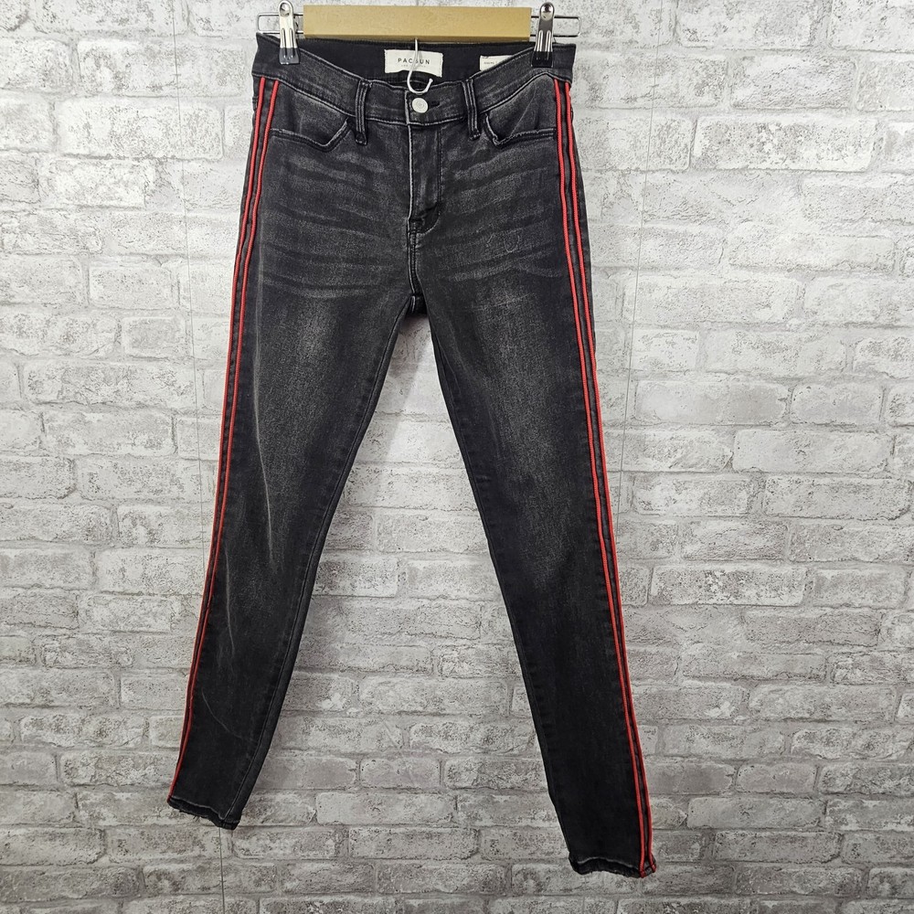 Pacsun Women’s Jegging Pants Size 24 Black Red Stripe