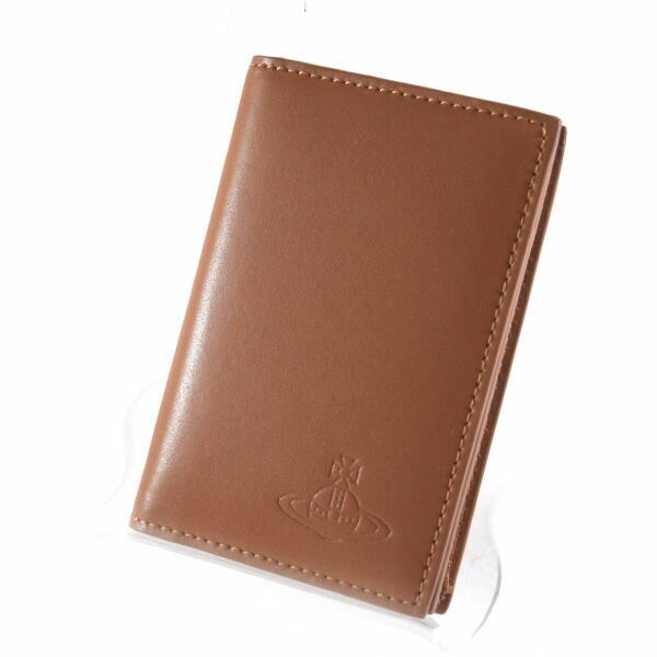 Vivienne Westwood Brown Leather Card Case Holder S Rank 4 Slots Orb
