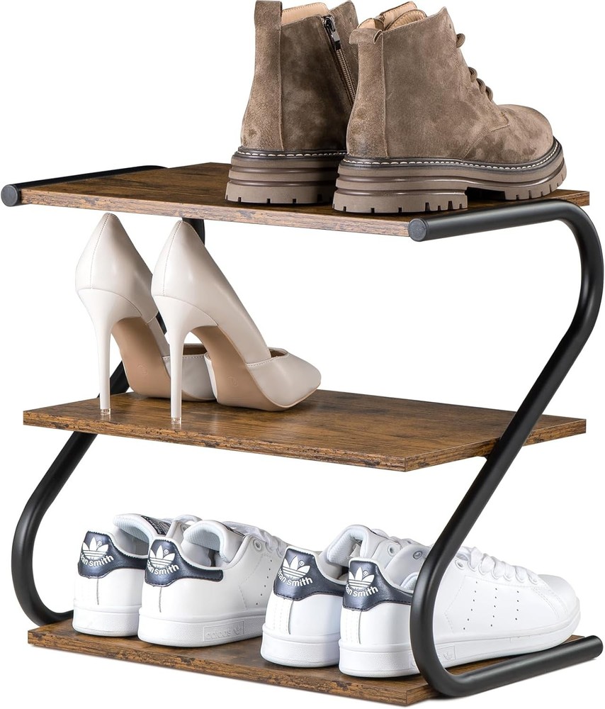 Decorative Shoe Rack For Entryway 3-Tier Wooden Shoe Organizer For Front Door En