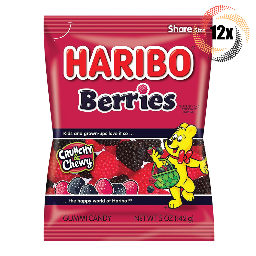 Haribo Berries Gummy Candy 12-Pack Share Size 5oz Peg Bags-image