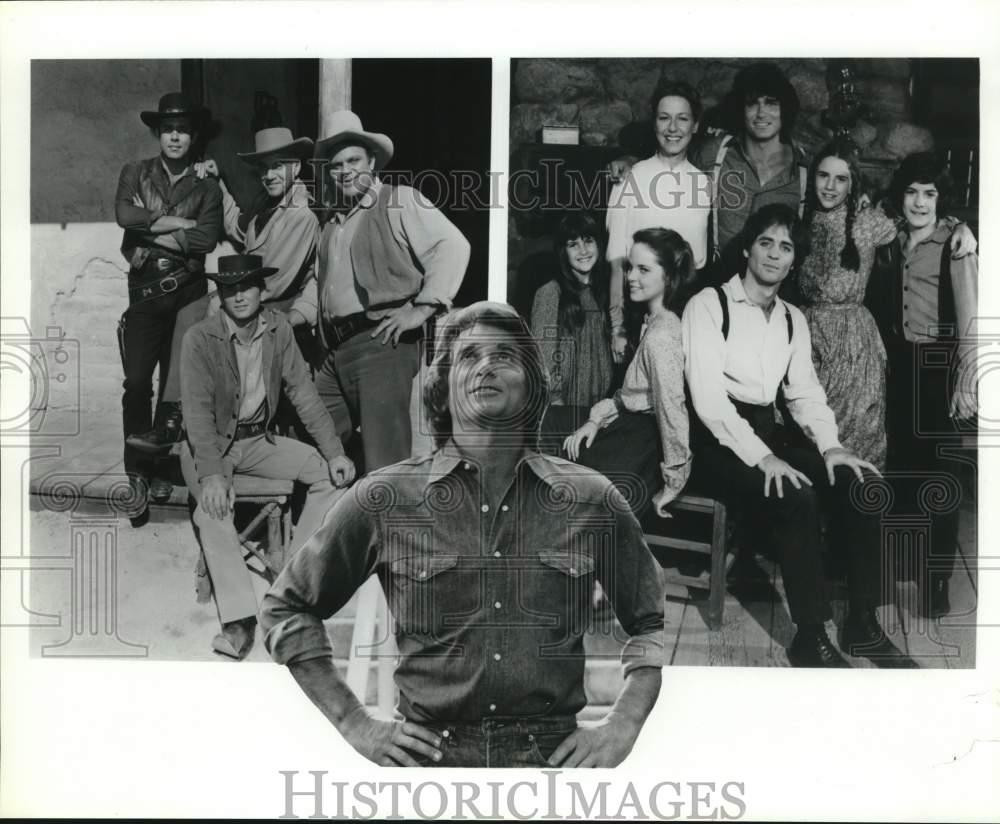 1986 Press Photo Actor Michael Landon with Television Series Co-Stars