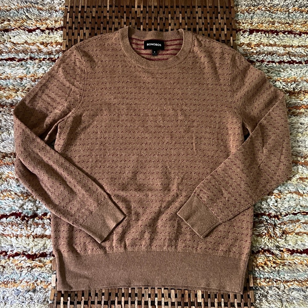 Bonobos Merino Wool Crew Neck Sweater Khaki Men's Size Medium M