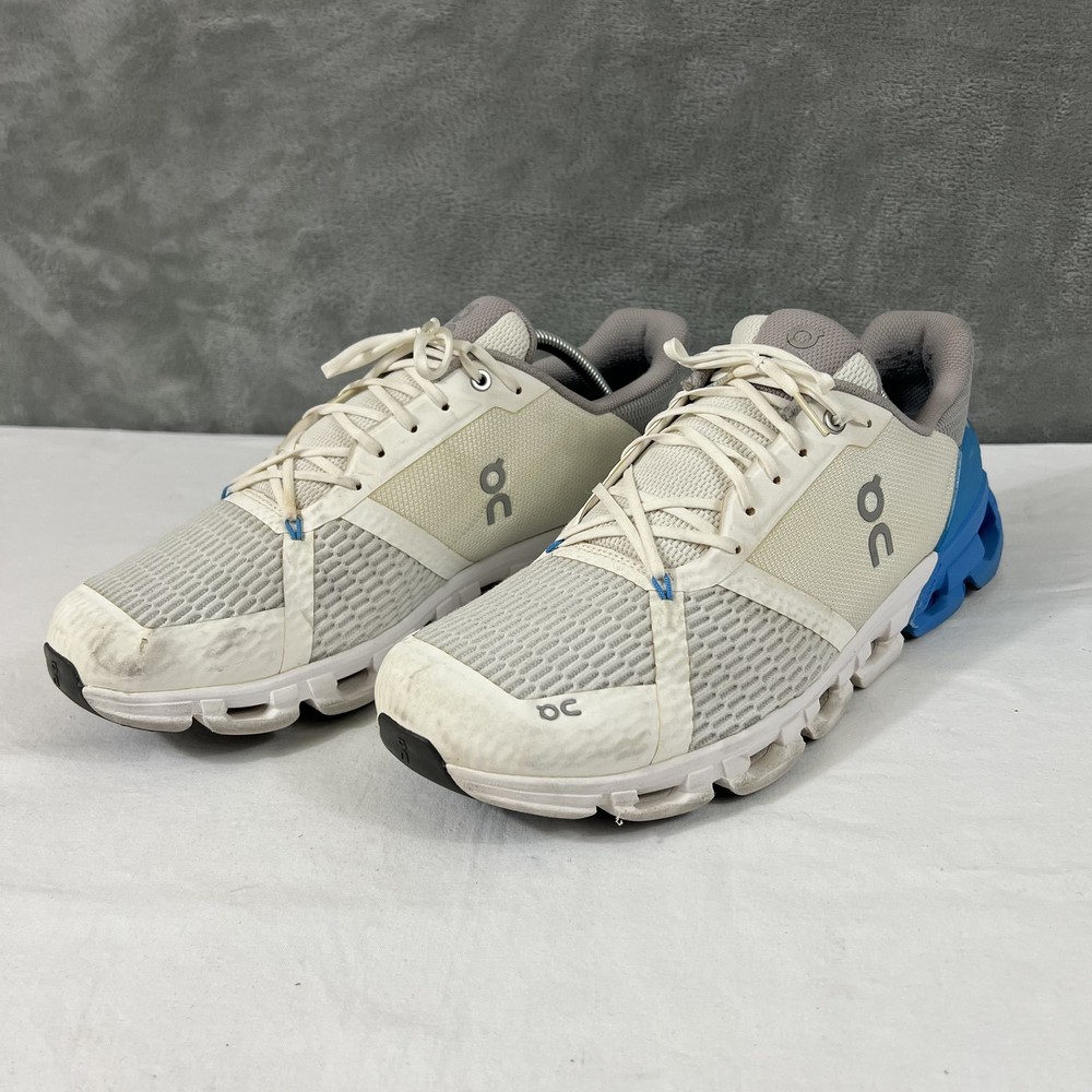 On CloudFlyer Mens Size 12 Gray Blue Running Training Sneakers Gym Athletic
