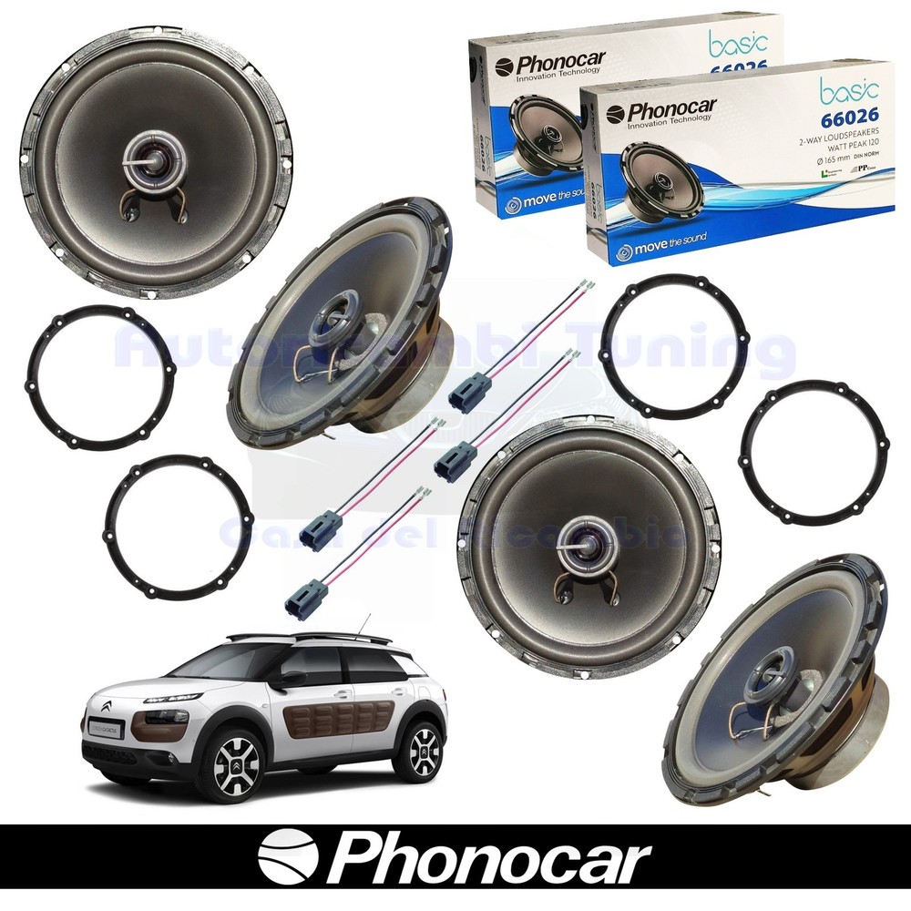 PHONOCAR 66026 speakers Ant + Post coax 165mm 60w for Citroen Cactus