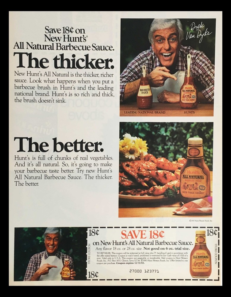 1983 Hunts BBQ Sauce Ad with All Natural Coupon Offer-image