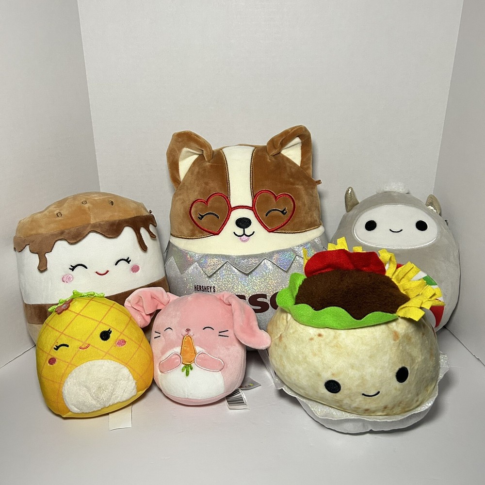 Squishmallow Lot Of 6. Flip A Mallows Burrito/ Austin. Carmelita And More