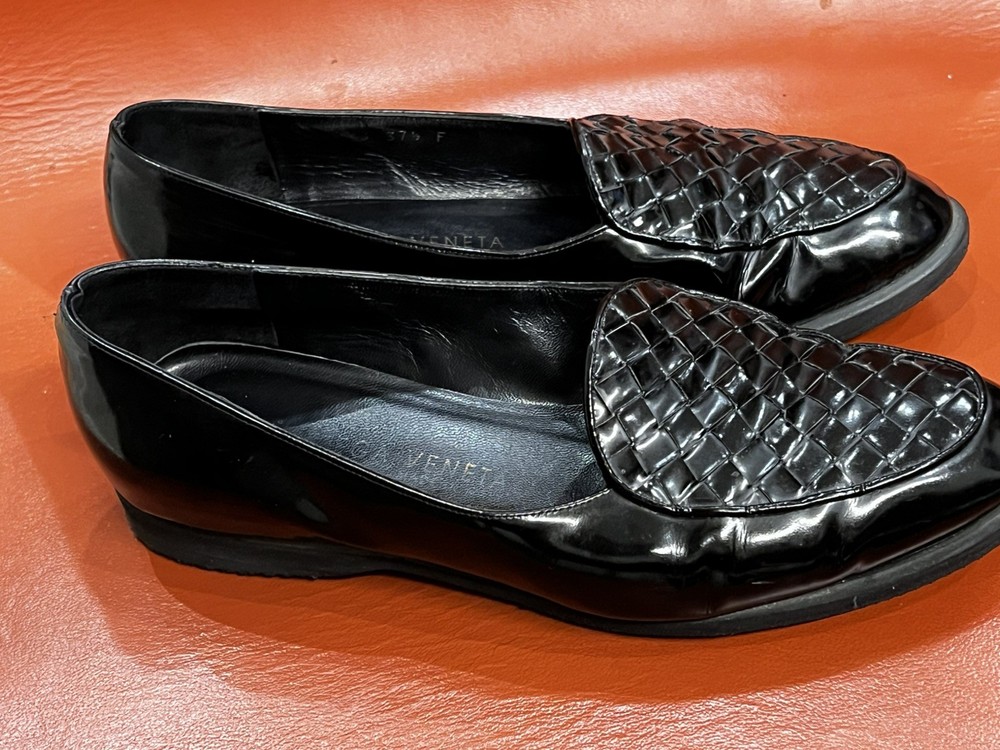 Bottega Veneta Women  Patent Leather Loafers Shoes  Size 37.5 /7.5