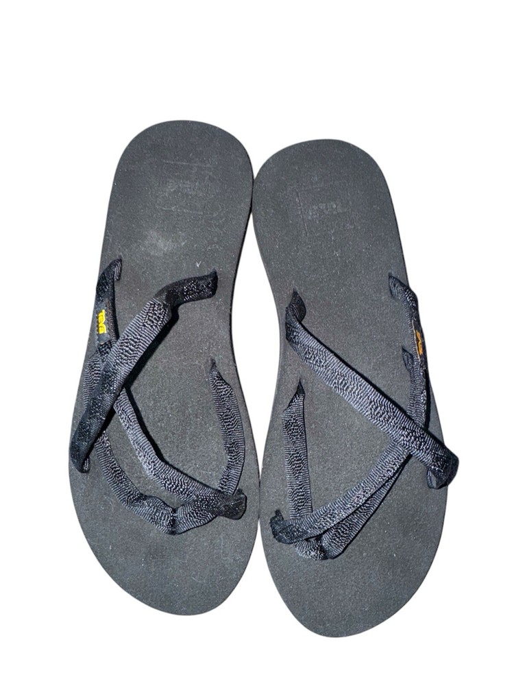 Teva Olowahu Mush Black Strappy Flip Flop Sandles Size 9