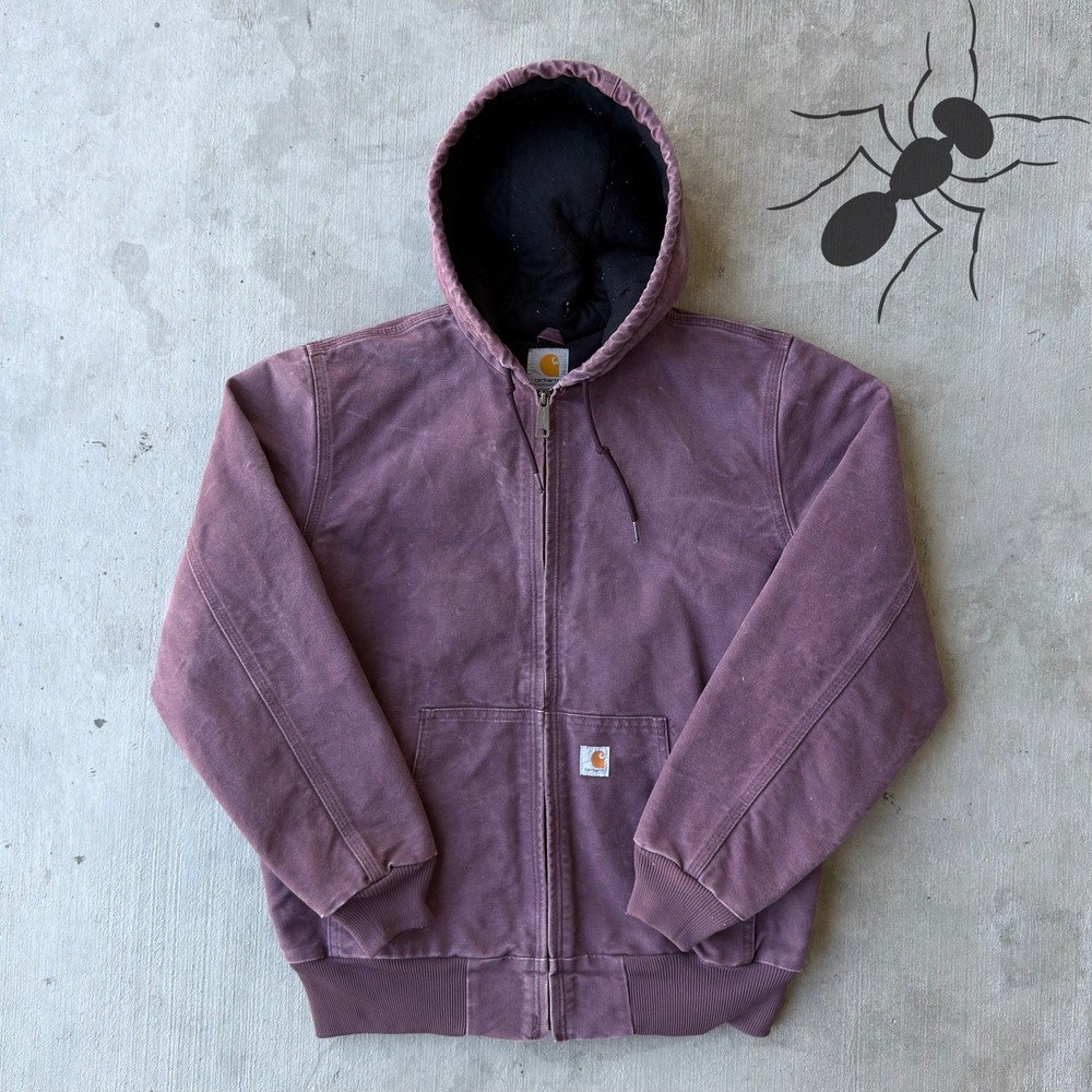 Vintage Y2K Carhartt WOMENS WJ130 DPM purple hooded work wear jacket