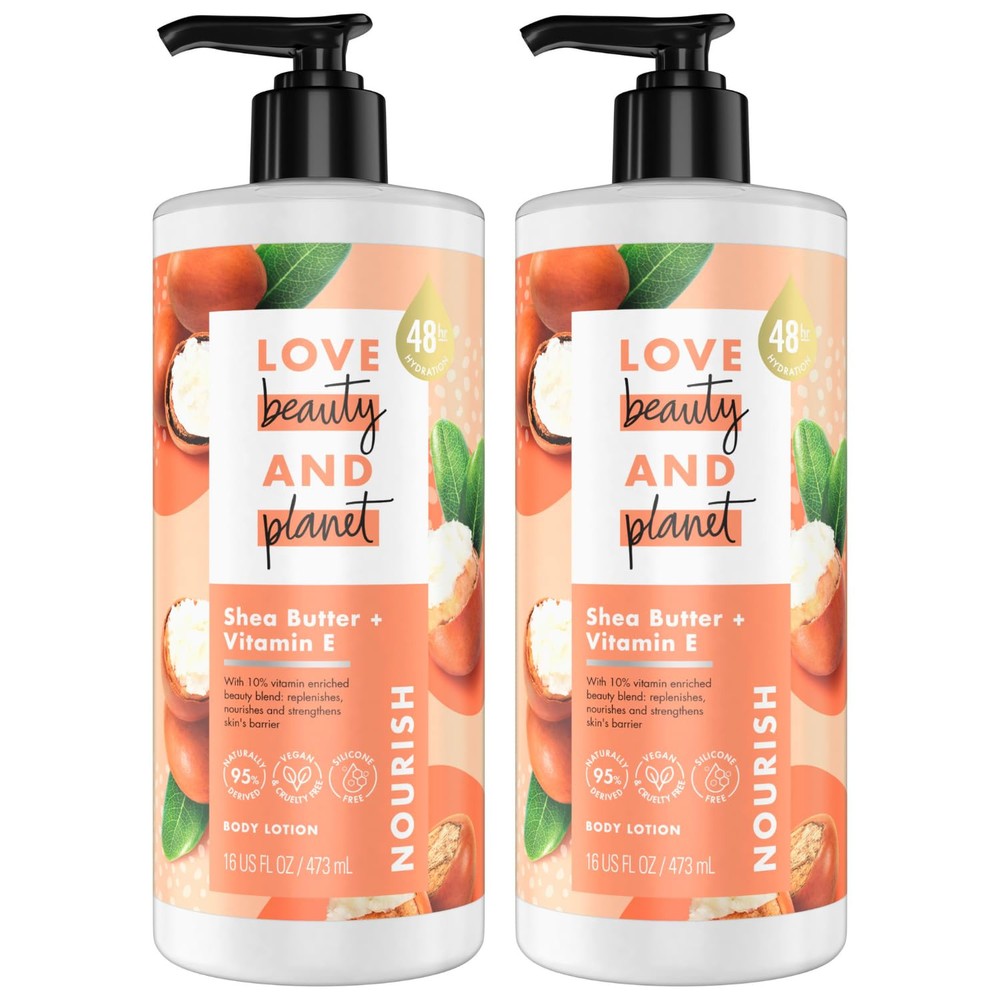2 Loción Crema Hidratante 16Oz Para El Cuerpo Con Manteca De Karité y Vitamina E