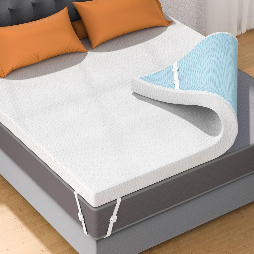 3 Inch Gel Memory Foam Mattress Topper Queen, Soft & Breathable Bed Topper fo...